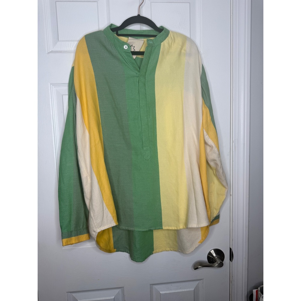 Marrakshi Life NWT oversized striped button up size L Lagenlook